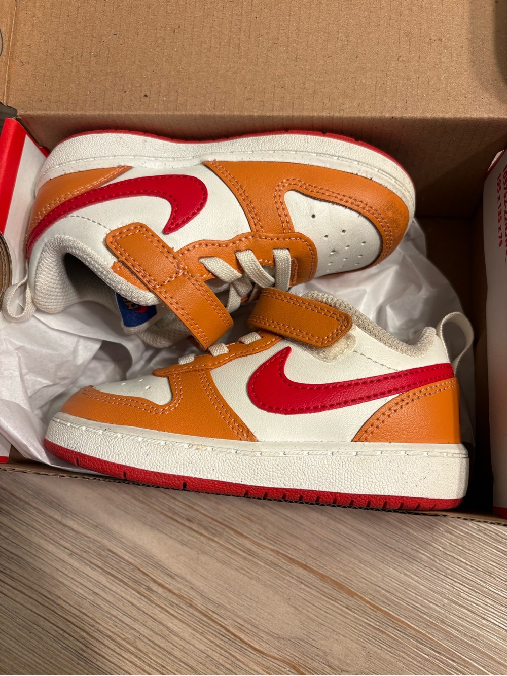 Nike Kids Orange, Red & White Low-Top Sneakers